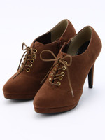 【BABY PURE】レースアップブーティー/ブラウンスエードコンビ