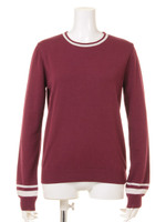 【BED＆BREAKFAST】Stripe Stretch Knit Crew Neck/WINE