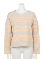 【mystic】レースボーダープルオーバー/ベ-ジュ1