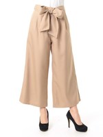 ウエストリボンワイドパンツ/キャメル