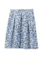 ジオメトリック柄チェックスカート/ブルー(192)