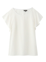 ストライプラッフルスリーブブラウス/ホワイト(301)