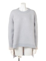 ダブルフェイスニットトップス/ブルー