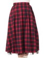 チェック柄ミモレスカート/レッド