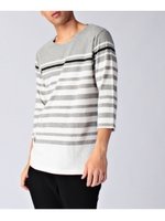 パネルボーダーシャツ/グレー(012)