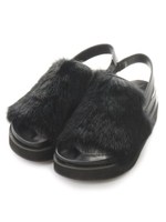 ファーフラットサンダル/BLK