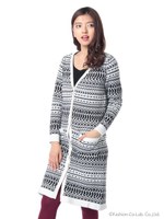 フォークロアロングカーデ/ネイビー