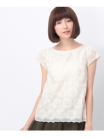 フラワー刺しゅうオーガンジーブラウス/オフホワイト(003)