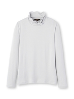 フリルハイネックストレッチカットソー/ダークブラウン(043)