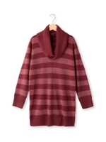 ボーダーオフタートルニットワンピース/ブラック(319)