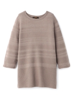 ボーダー柄編みプルオーバーニット/パープル(083)