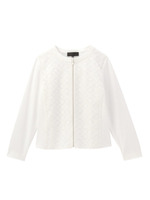 [L]シアー切り替えブルゾン風カーディガン/ホワイト(401)