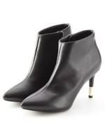 【ILIMA】ヒールポイントショートブーツ/ブラックスムース