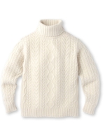 アルパカ混柄編みタートルニット/ネイビー(093)