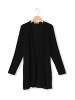 ノーボタンロング丈ニットカーディガン/ブラック(019)