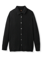 ハイネックケーブルカーディガン/ブラウン系(044)