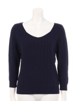 レーヨンアクリルストレッチ12G変形ネックPO/ネイビー