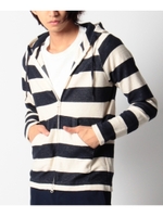 太ボーダージップパーカー/ネイビー(393)