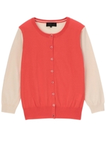 配色切り替えクルーネックカーディガン/オレンジ系(567)