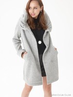BIGカラーロングコート/GRY