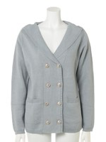 【Agneau7】セーラーカラーニットジャケット/ブルー