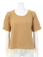 【ROSE BUD】HALF/S FEATHER HEM TOP/BLACK