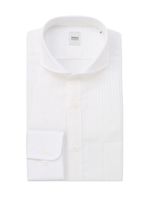 コットンリネンストライプクレリッドレスシャツ/ホワイト(002)