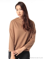 ハイネックカットソー/ベージュ