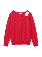 フラワーモチーフつきニットカーディガン/ワインレッド(063)