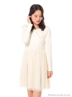 フロントリボンチュールドッキングワンピース/Ivory