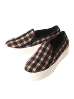 ブロックチェックスリッポン/ネイビー