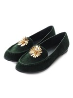 メタルフラワースエードローファー/BRW