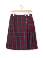 切り替えチェック柄スカート/ワインレッド(263)