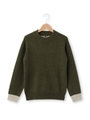 編地ミックスニットプルオーバー/カーキ(527)