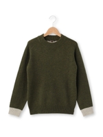 編地ミックスニットプルオーバー/カーキ(527)