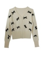 ribbon knitcardigan/black