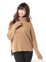 アゼクロープドハイネックニット/キャメル