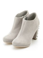 ビジューヒールショートブーツ/BEIGE