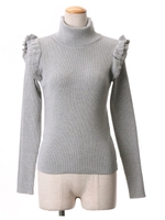 【sweet10月号掲載】【2ndline】袖フリルタートルリブニットトップス/IV