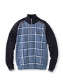 ジップアップチェック切り替えニット/ダークグレー(913)
