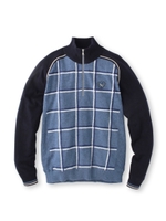 ジップアップチェック切り替えニット/ダークグレー(913)