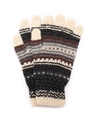 ジャカードボーダーニット手袋/ライトベージュ(051)