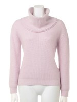 スヌード付アンゴラＶニット/オレンジピンク