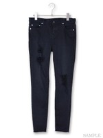 ダメージスキニーデニム/ブラック