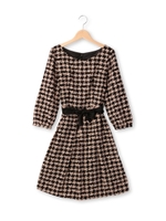 リボン千鳥格子ワンピース/ブラック(119)