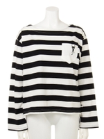 伸びニャーボートネックポケロンT/キャメル