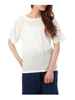 袖ペイズリー刺しゅう切り替えブラウス/オレンジ(067)