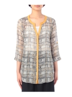 抽象柄チェックシャツ/ネイビー(193)