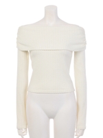 オフショルリブトップス/チャコールグレー