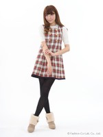 ガーリーチェックジャンスカ/ベージュ